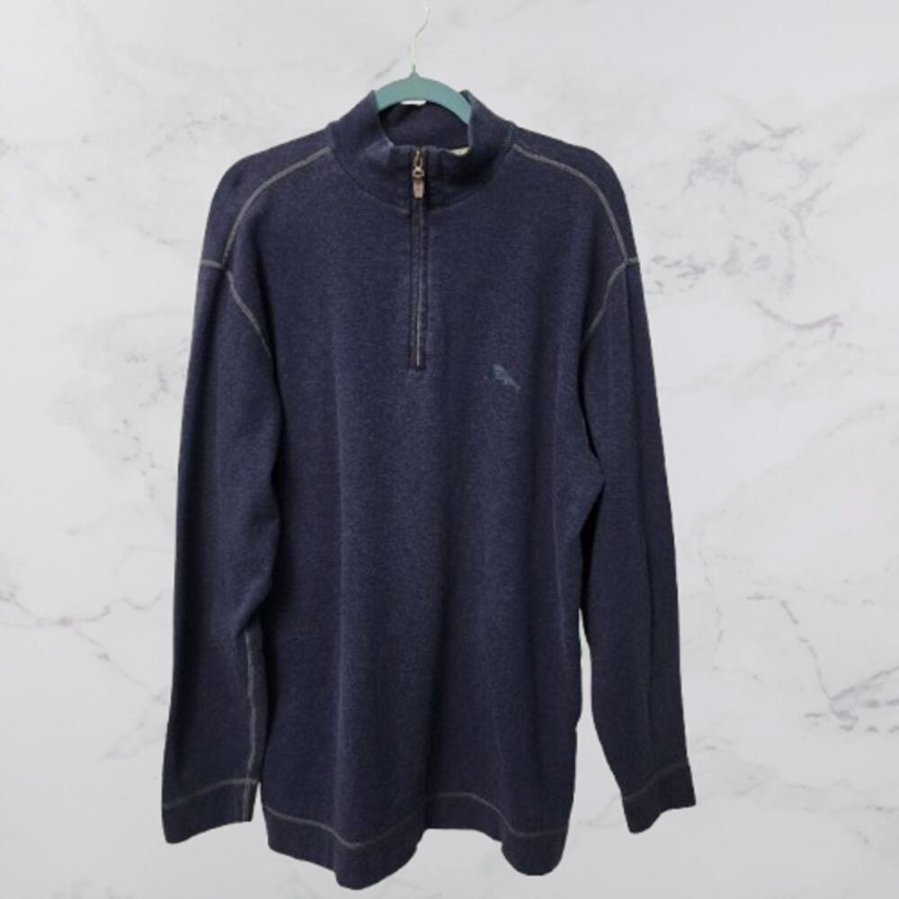 Tommy Bahama Blue 1/2 Zip Sweater Medium Tobago Bay